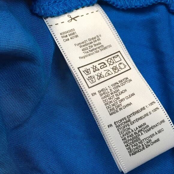 Forever 21 Tank Top Ruffle Crochet Back Blue Tiered Boho‎ Racerback Shirt Small - Picture 6 of 7